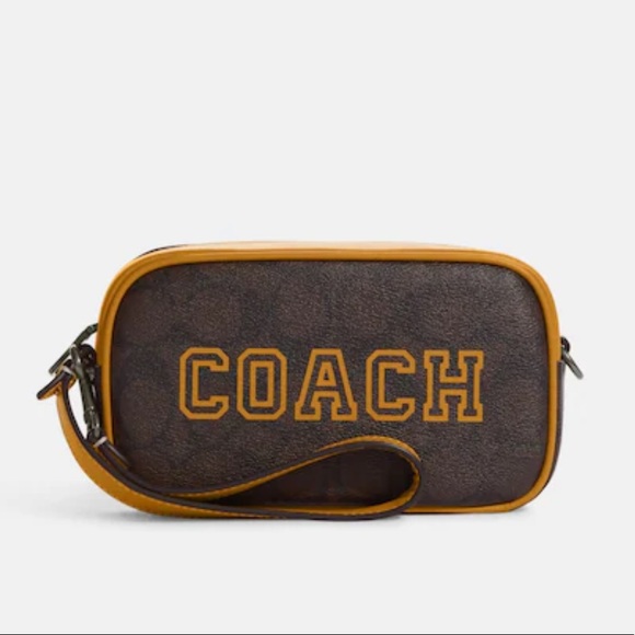 Coach Jamie Wristlet In Signature Canvas With Varsity Motif
QB/Brown/Buttercup - Picture 4 of 4